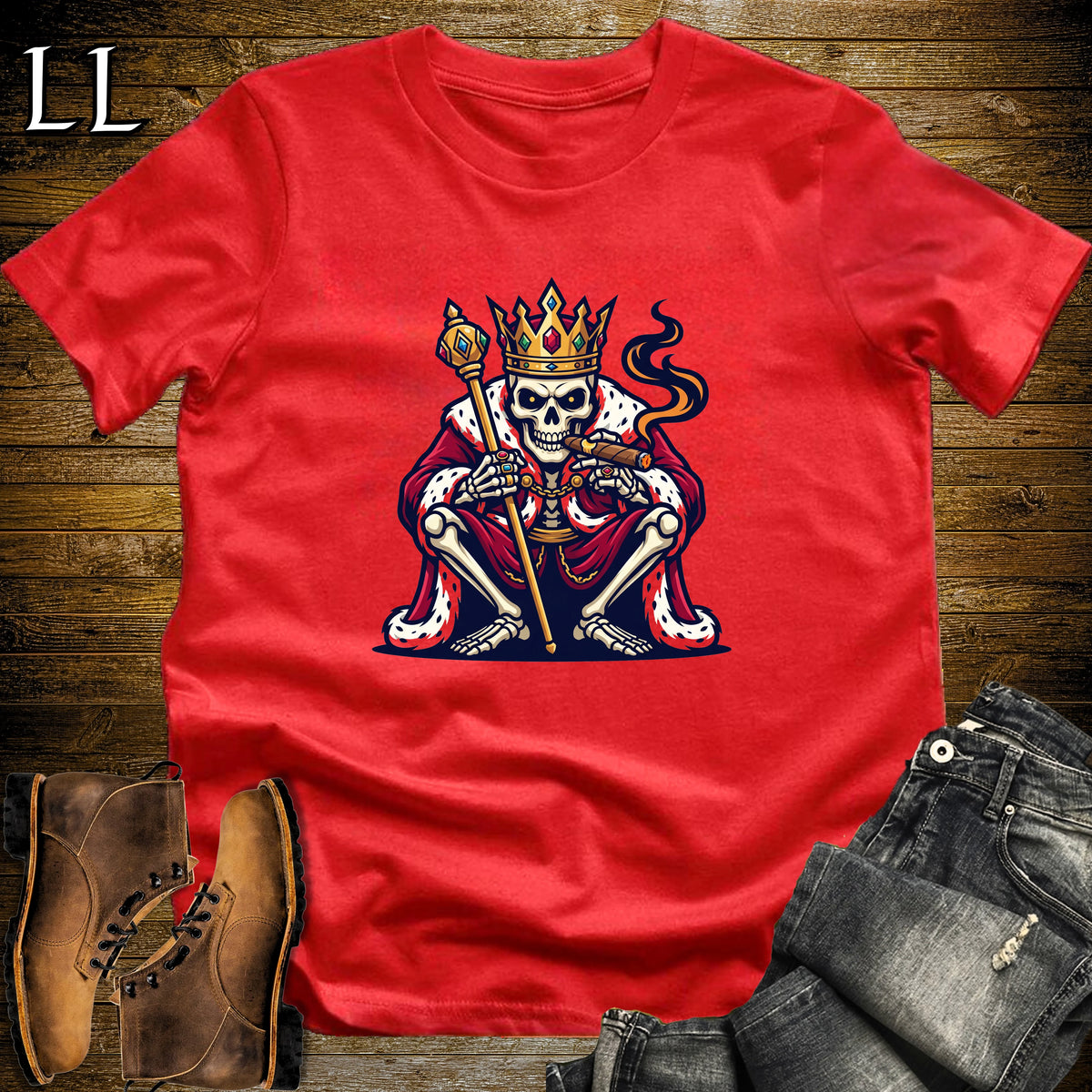Skeleton King Royal Cigar T-Shirt Red | Royal Cigar Lover Shirt