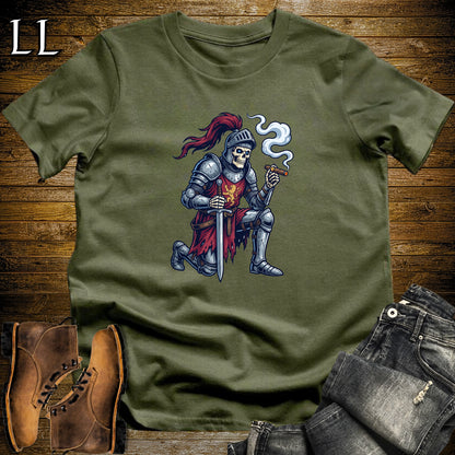 Skeleton Knight Longsword Cigar T-Shirt Military Green | Longsword Cigar Shirt
