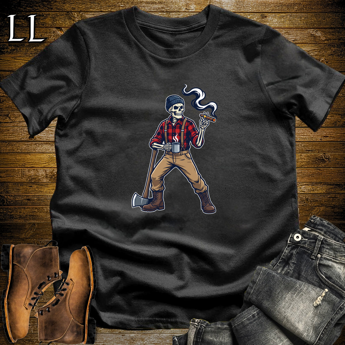 Skeleton Lumberjack Cigar T-Shirt Black | Lumberjack Cigar Shirt