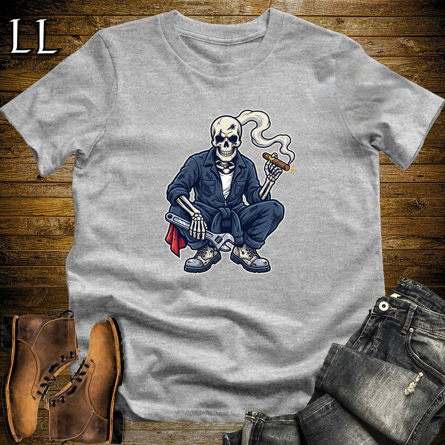 Skeleton Mechanic Garage Cigar T-Shirt Sport Grey | Garage Cigar Shirt