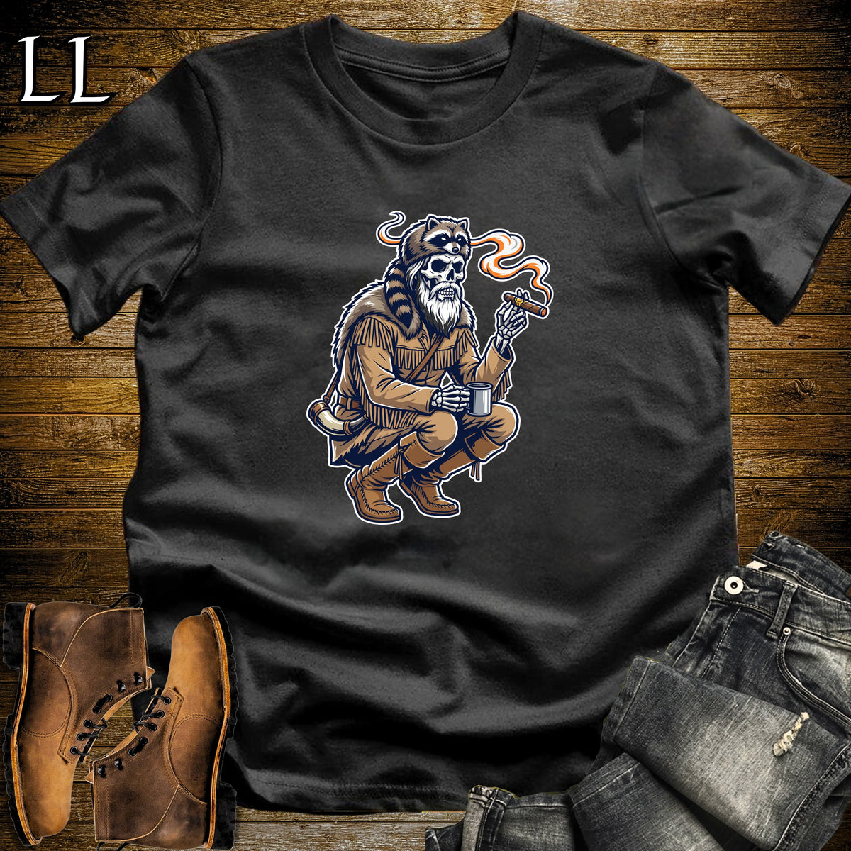 Skeleton Mountain Man Cigar T-Shirt Black | Mountain Man Cigar Shirt