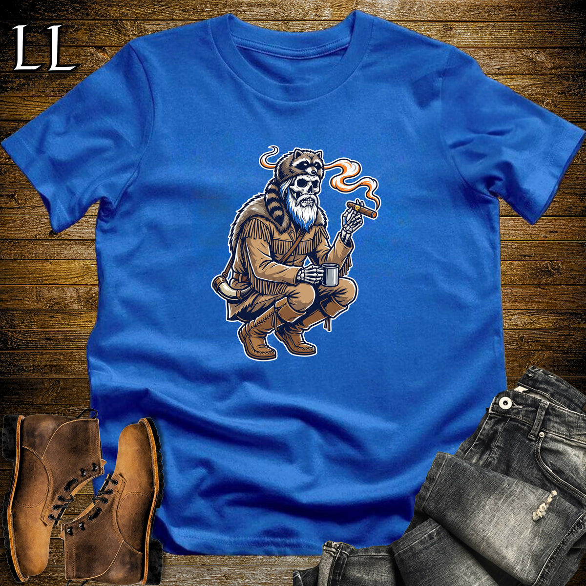Skeleton Mountain Man Cigar T-Shirt Royal | Mountain Man Cigar Shirt