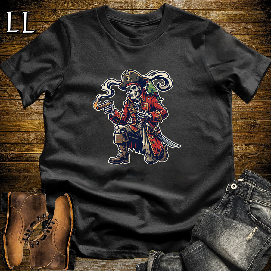 Skeleton Pirate Rum & Cigar T-Shirt Black | Rum and Cigar Shirt