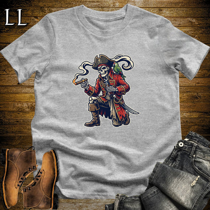 Skeleton Pirate Rum & Cigar T-Shirt Sport Grey | Rum and Cigar Shirt