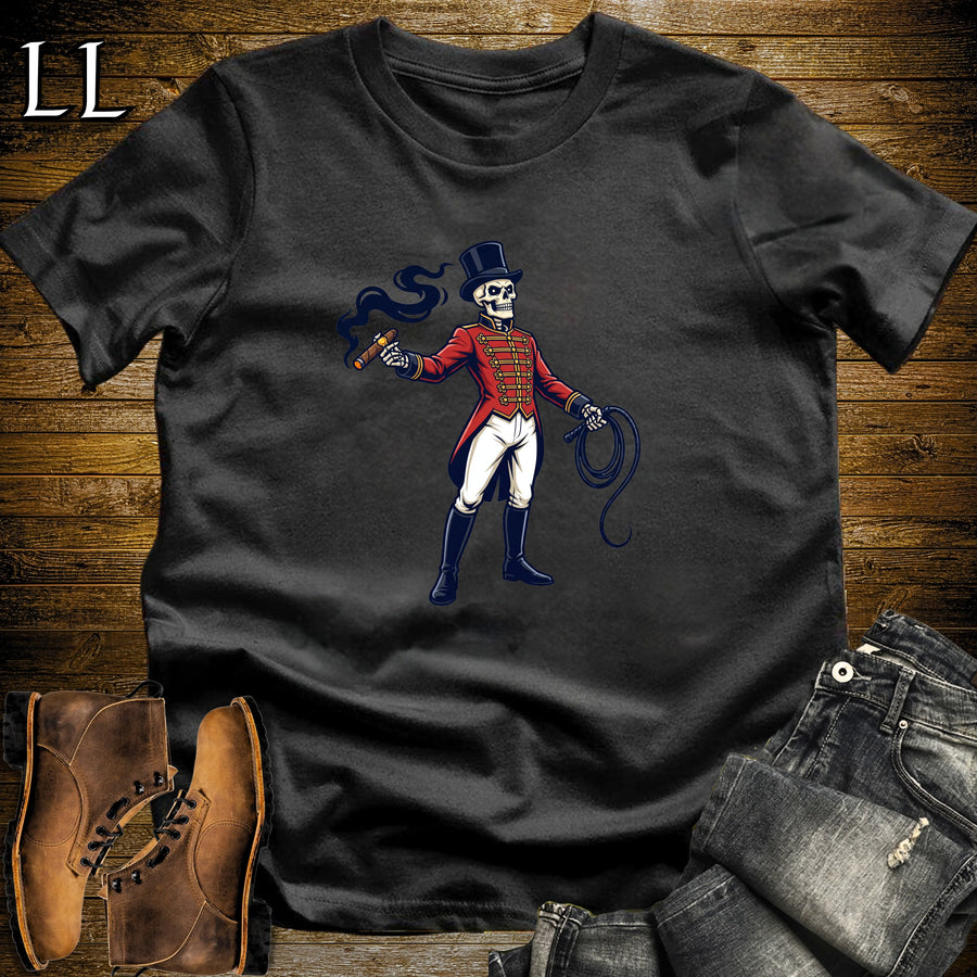 Skeleton Ringmaster Circus Cigar T-Shirt Black | Circus Cigar Shirt