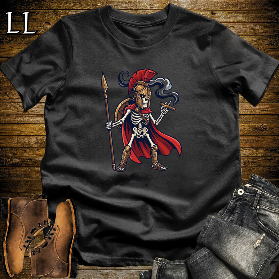 Skeleton Spartan Warrior Cigar T-Shirt Black | Warrior Cigar Shirt