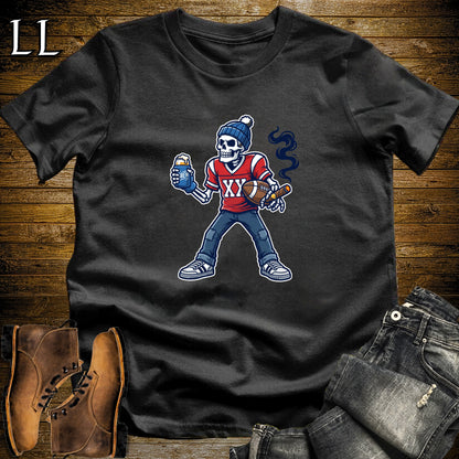 Skeleton Tailgater Football Cigar T-Shirt Black | Football Cigar Shirt