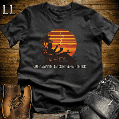 Smoke Cigar And Drink Softstyle T-Shirt Black | Cigar Gift Tee