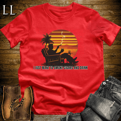 Smoke Cigar And Drink Softstyle T-Shirt Red | Cigar Gift Tee