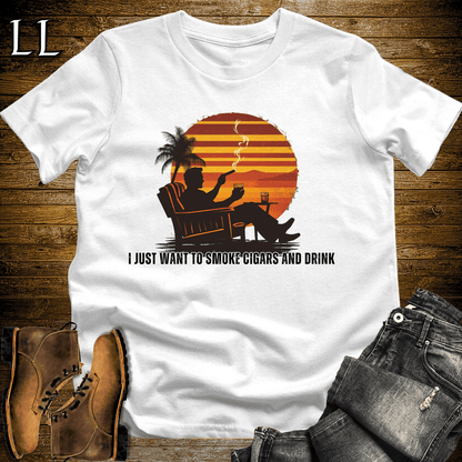 Smoke Cigar And Drink Softstyle T-Shirt White | Cigar Gift Tee