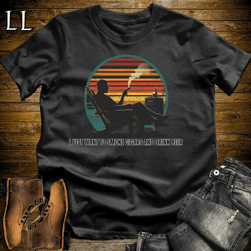 Smoke Cigars Drink Beer Softstyle T-Shirt Black | Cigar Beer Lover Tee