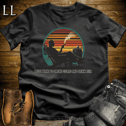 Smoke Cigars Drink Beer Softstyle T-Shirt Black | Cigar Beer Lover Tee