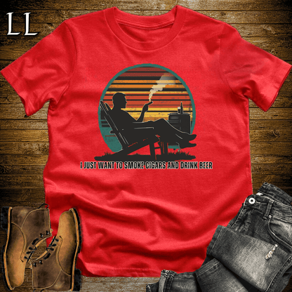 Smoke Cigars Drink Beer Softstyle T-Shirt Red | Cigar Beer Lover Tee