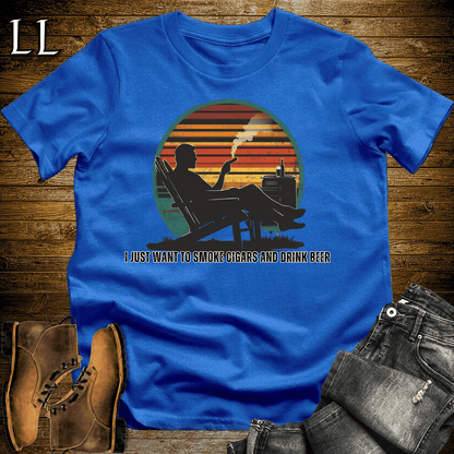 Smoke Cigars Drink Beer Softstyle T-Shirt Royal Blue | Cigar Beer Lover Tee