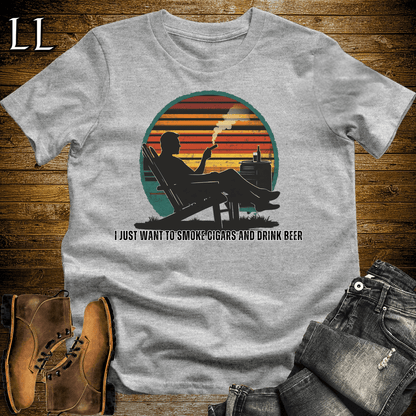 Smoke Cigars Drink Beer Softstyle T-Shirt Sport Grey | Cigar Beer Lover Tee