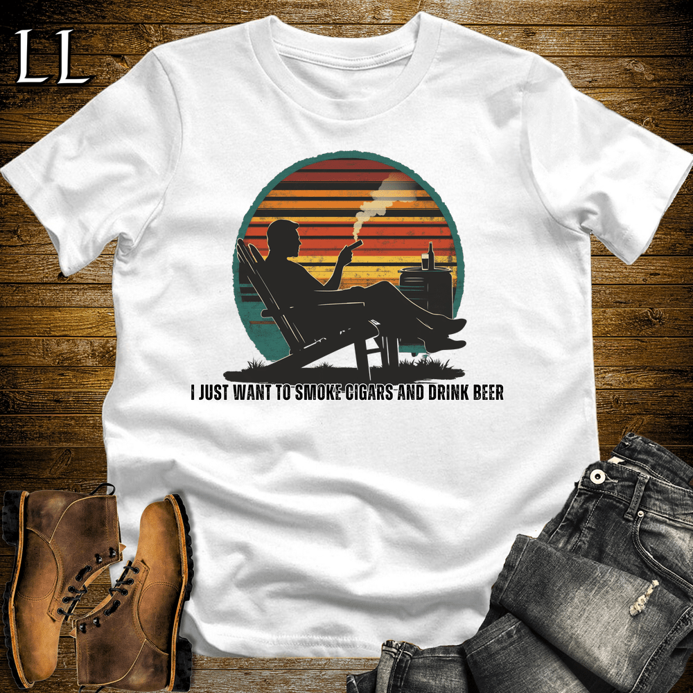 Smoke Cigars Drink Beer Softstyle T-Shirt White | Cigar Beer Lover Tee