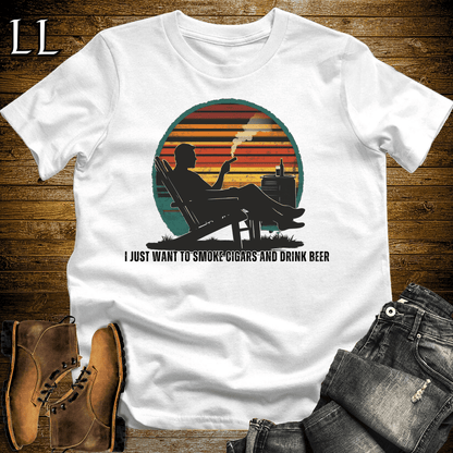 Smoke Cigars Drink Beer Softstyle T-Shirt White | Cigar Beer Lover Tee