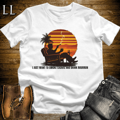 Smoke Cigar Drink Bourbon Softstyle T-Shirt White | Cigar And Bourbon Gift