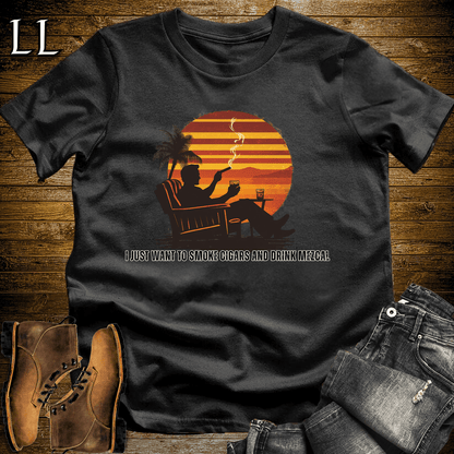 Smoke Cigar Drink Mezcal Softstyle T-Shirt Black | Cigar Gift