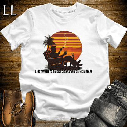 Smoke Cigar Drink Mezcal Softstyle T-Shirt White | Cigar Gift