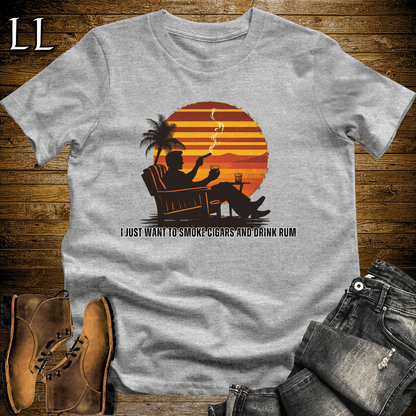 Smoke Cigar Drink Rum Softstyle T-Shirt Sport Grey | Cigar Gift