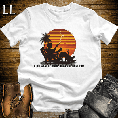Smoke Cigar Drink Rum Softstyle T-Shirt White | Cigar Gift