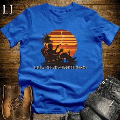 Smoke Cigars Drink Vodka Softstyle T-Shirt Royal Blue | Cigar Vodka Tee