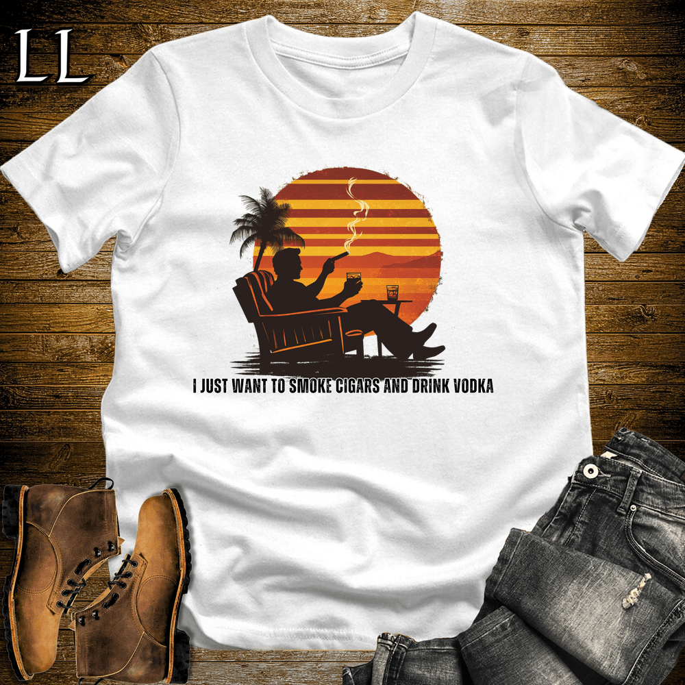Smoke Cigars Drink Vodka Softstyle T-Shirt White | Cigar Vodka Tee