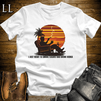 Smoke Cigars Drink Vodka Softstyle T-Shirt White | Cigar Vodka Tee
