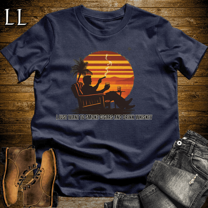 Smoke Cigars Drink Whiskey Softstyle T-Shirt Navy | Cigar Whiskey Tee