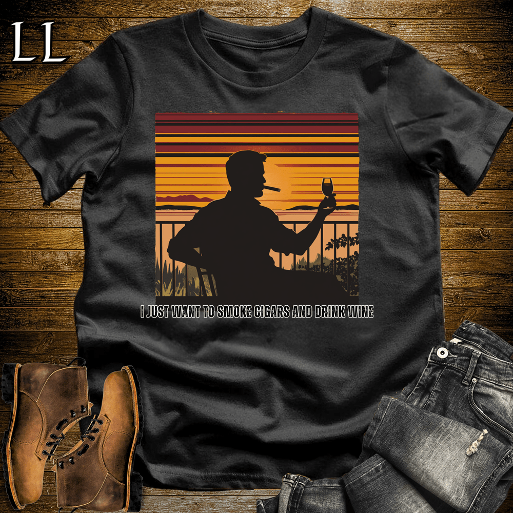 Smoke Cigars Drink Wine Softstyle T-Shirt Black | Cigar Wine Lover Tee