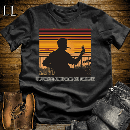 Smoke Cigars Drink Wine Softstyle T-Shirt Black | Cigar Wine Lover Tee
