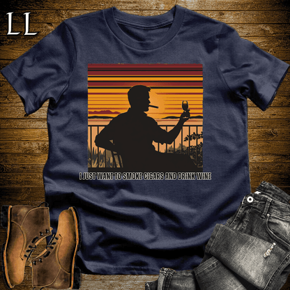 Smoke Cigars Drink Wine Softstyle T-Shirt Navy | Cigar Wine Lover Tee