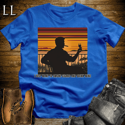 Smoke Cigars Drink Wine Softstyle T-Shirt Royal Blue | Cigar Wine Lover Tee