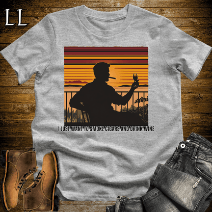 Smoke Cigars Drink Wine Softstyle T-Shirt Sport Grey | Cigar Wine Lover Tee