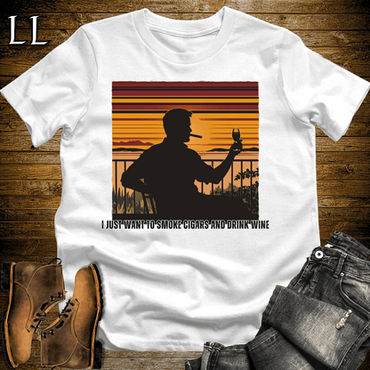 Smoke Cigars Drink Wine Softstyle T-Shirt White | Cigar Wine Lover Tee
