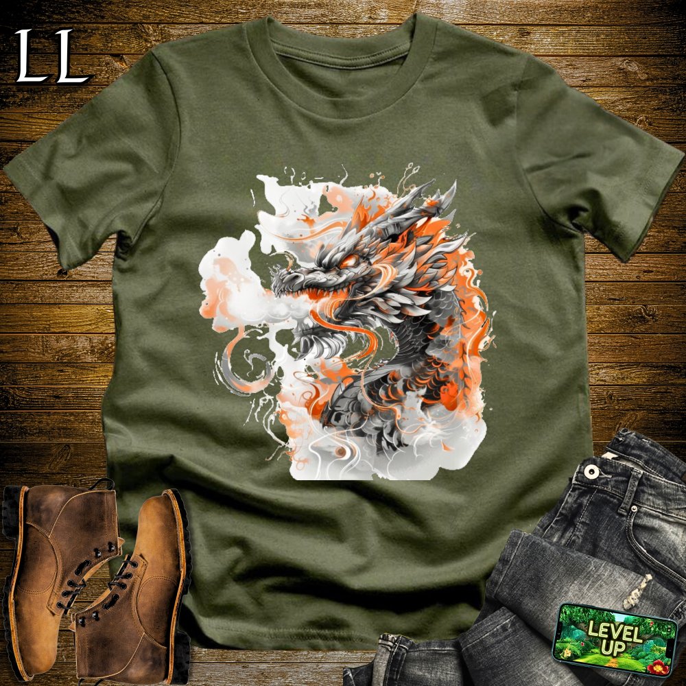 Smoke Dragon Softstyle Tee - Military Green - LegacyLayers