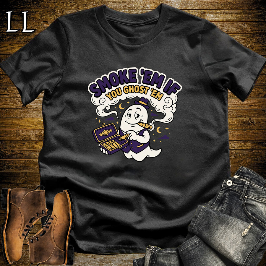 Smoke 'Em If You Ghost 'Em Ghost Cigar Case T-Shirt in Black | Funny Halloween Cigar Shirt