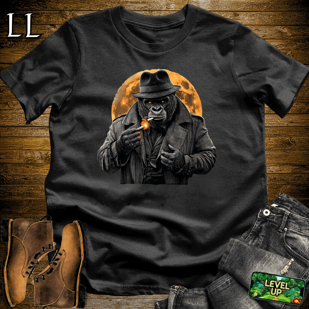 Smoking Gorilla Softstyle Tee - Black - LegacyLayers
