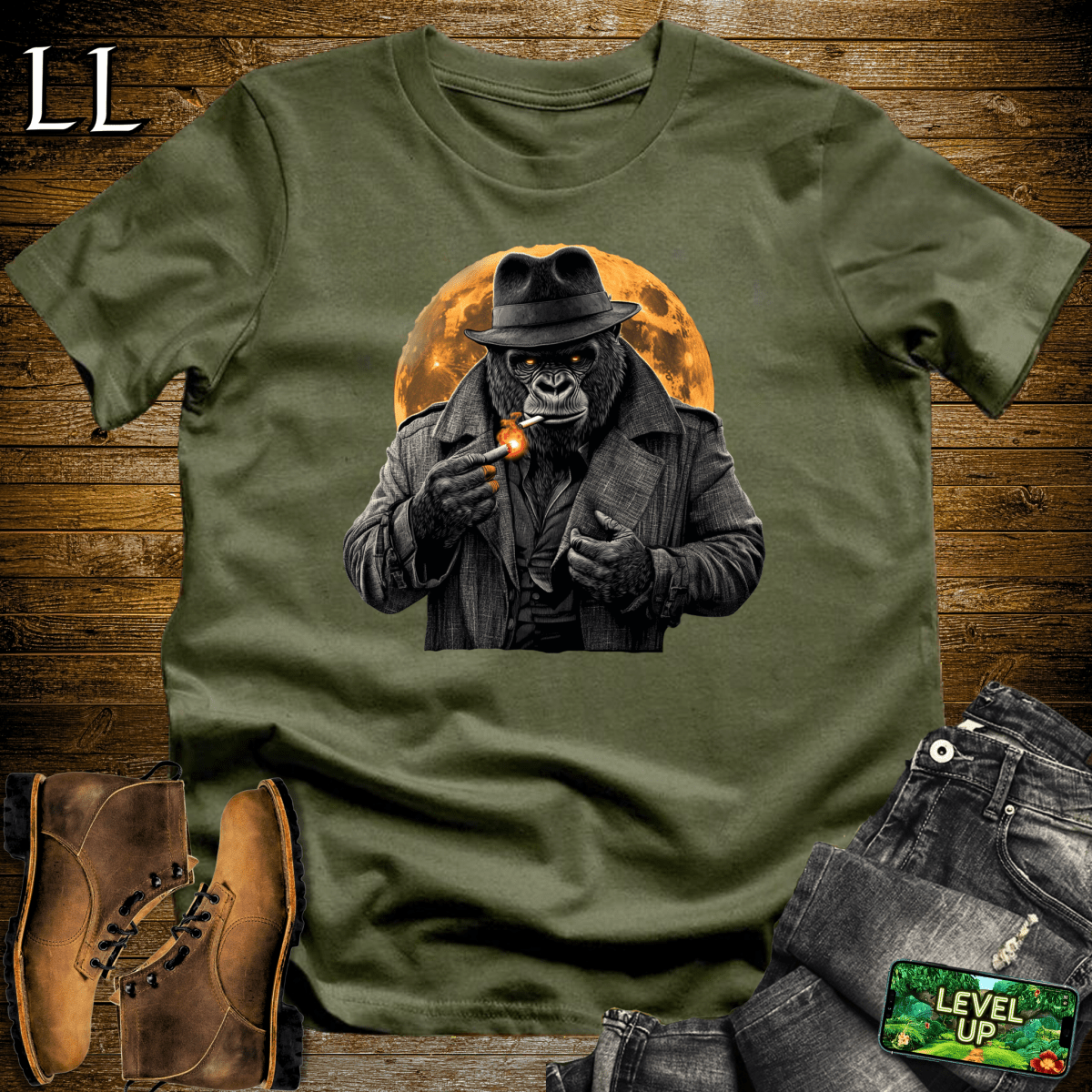 Smoking Gorilla Softstyle Tee - Military Green - LegacyLayers