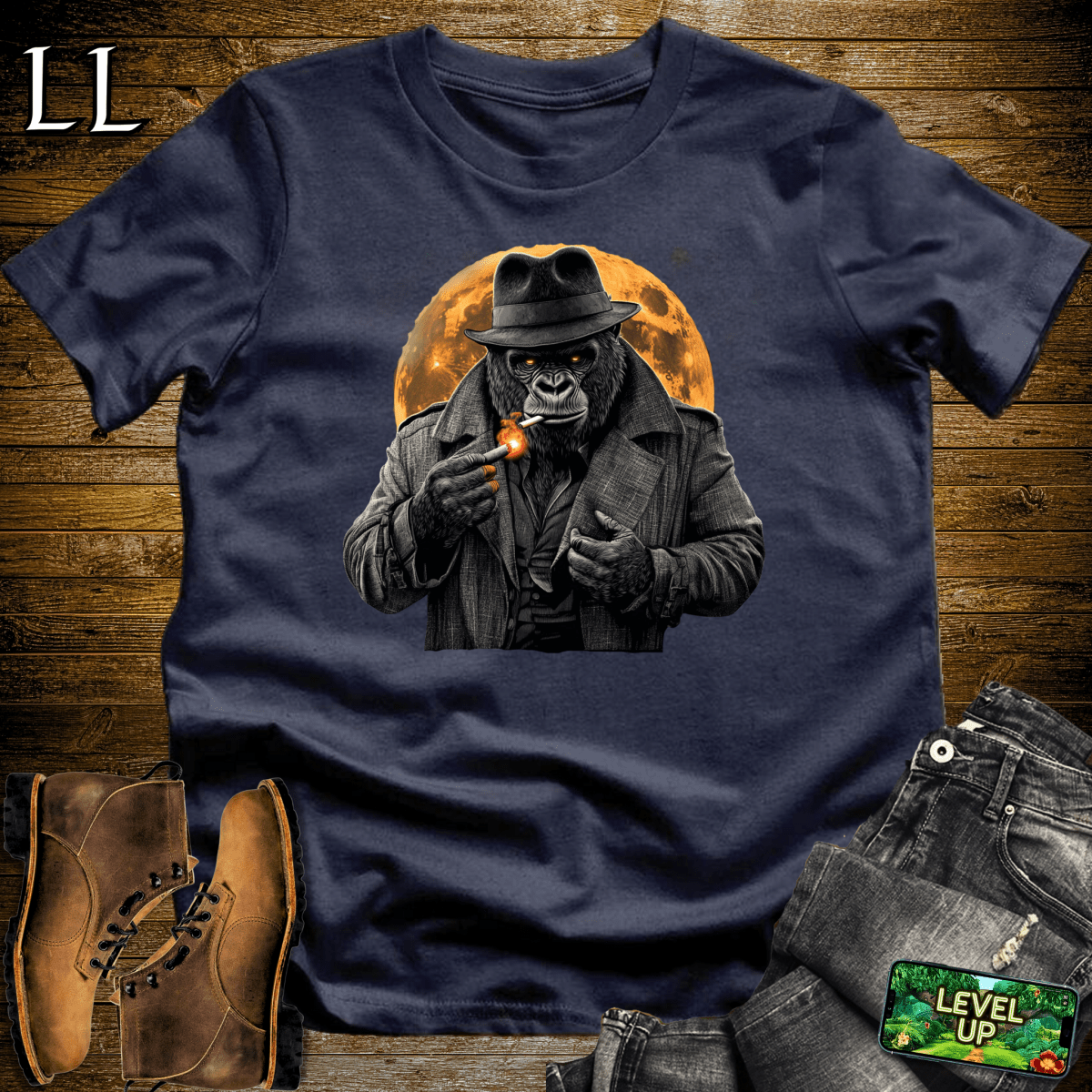 Smoking Gorilla Softstyle Tee - Navy - LegacyLayers