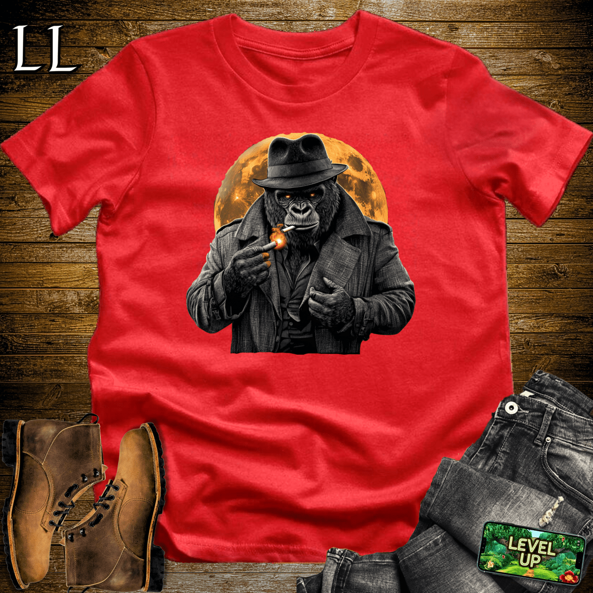 Smoking Gorilla Softstyle Tee - Red - LegacyLayers