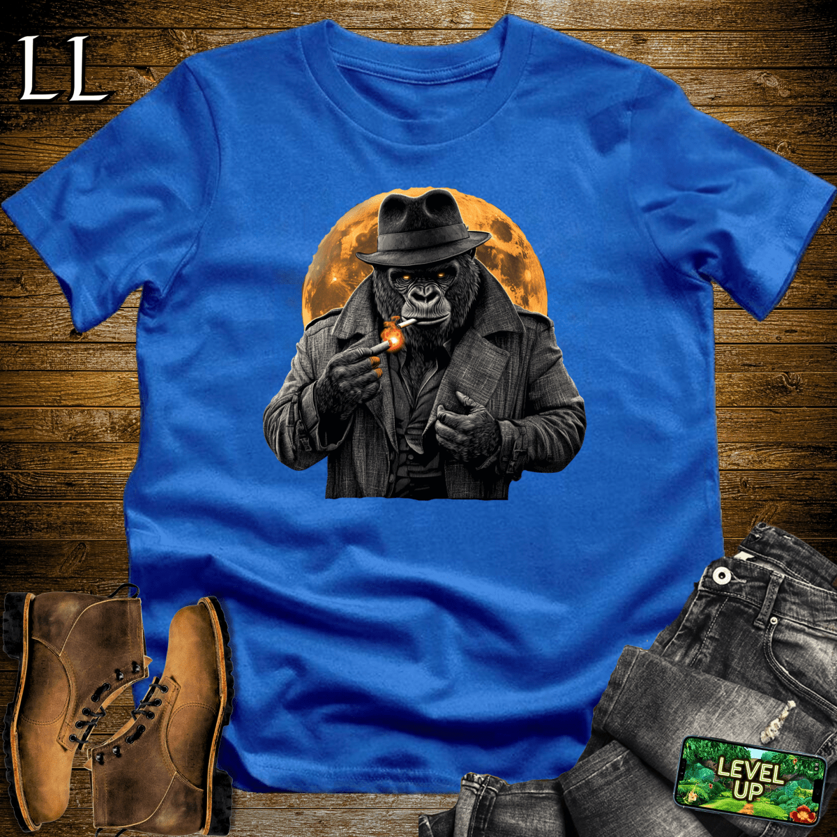 Smoking Gorilla Softstyle Tee - Royal - LegacyLayers