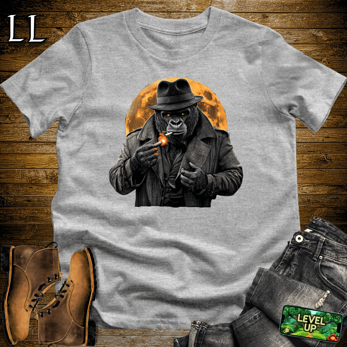Smoking Gorilla Softstyle Tee - Sport Grey - LegacyLayers