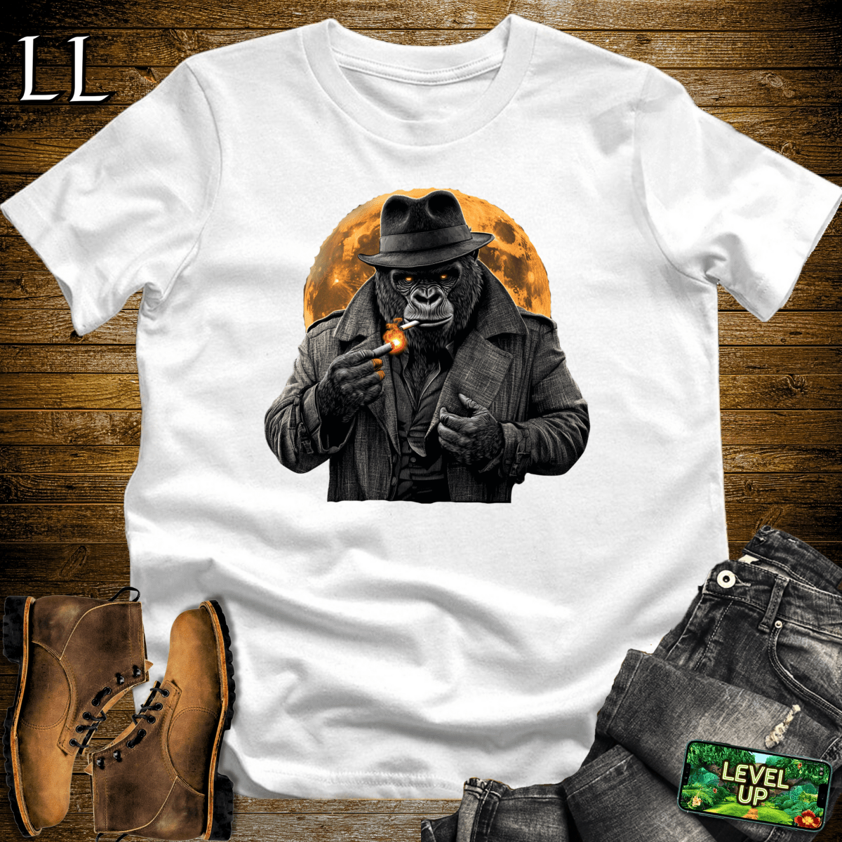 Smoking Gorilla Softstyle Tee - White - LegacyLayers