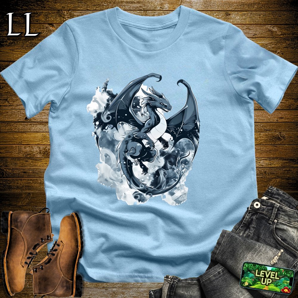 Smoky Black Dragon Softstyle Tee - Light Blue - LegacyLayers