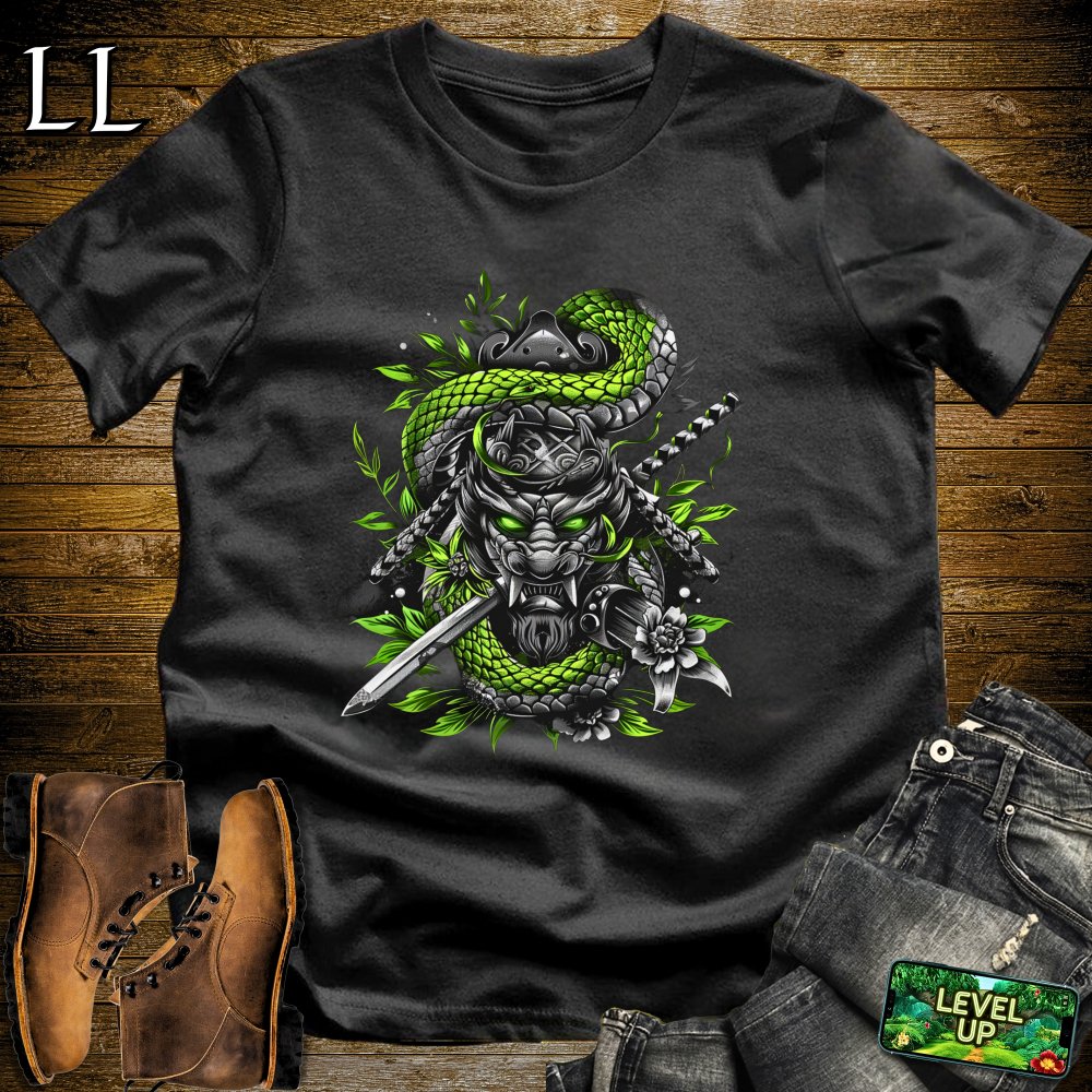 Snake Samurai Black | Reptile Warrior Graphic Tee