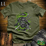 Snake Samurai Military Green | Reptile Warrior Graphic Tee