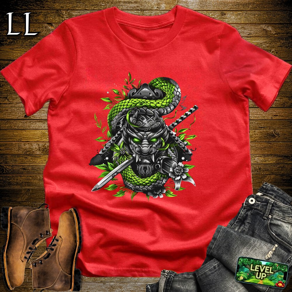 Snake Samurai Red | Reptile Warrior Graphic Tee