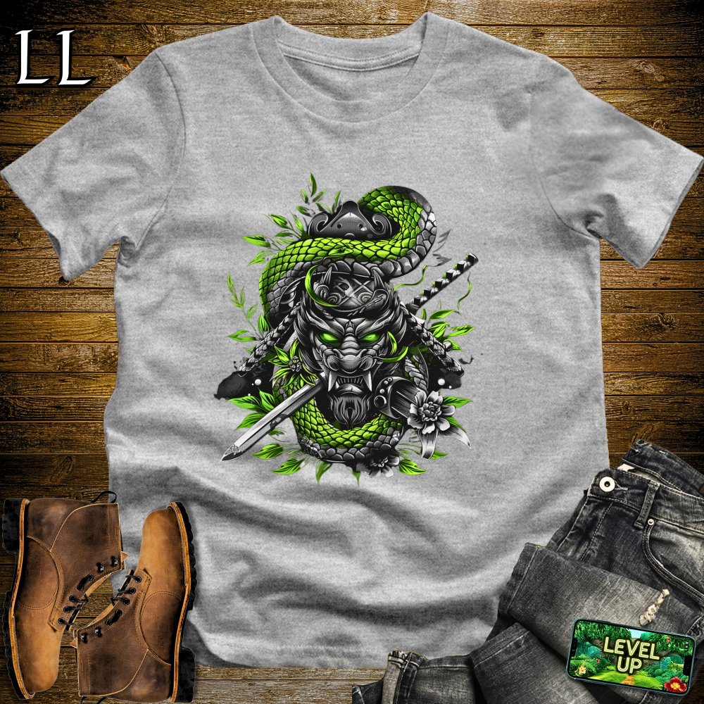 Snake Samurai Sport Grey | Reptile Warrior Graphic Tee